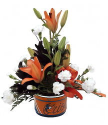 DFF229 Orioles Soup bowl w/fresh flowers  