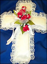 Large Satin Casket Pillow Cross 