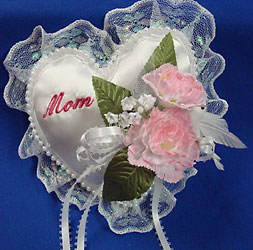 DFI37 Satin Heart Casket Pillow
