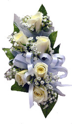 P1-6 White Sweetheart Rose Corsage  