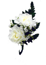 P6 Double White Mini Carnation Boutonniere  