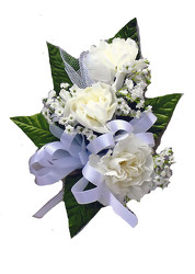 P5 Three White Mini Carnation Corsage  