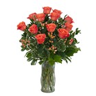 TMF-599 Orange Roses and Berries Vase 